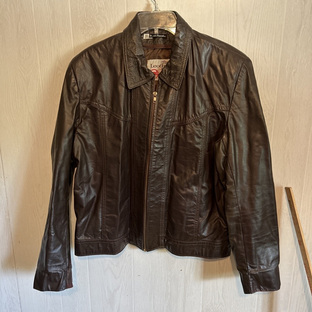 Sears Vintage Brown Size Men's 42 Leather Jacket 70's